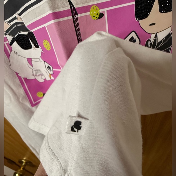 Karl Lagerfeld White Tee with Pink Graphic - Picture 6 of 6